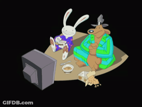 Sam And Max Sitting In Front Of TV GIF