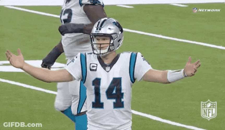 Sam Darnold Raising Both Hands GIF