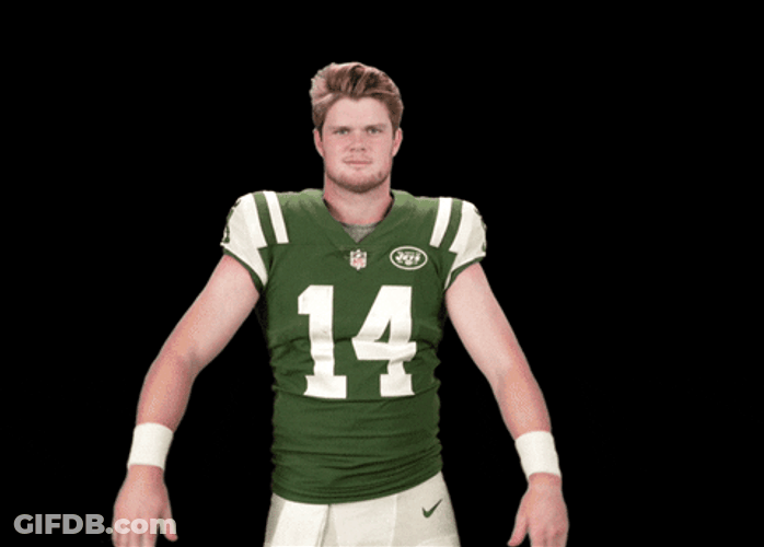 Sam Darnold Shaking Head Raising Both Hands GIF