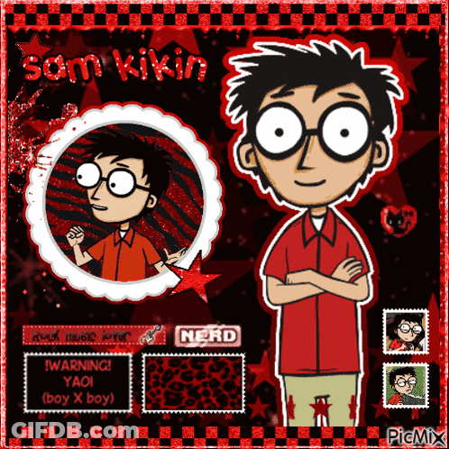 Sam Kikin In Red Shirt And Glasses GIF