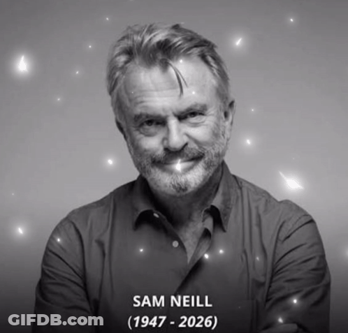 Sam Neill Black And White Photo GIF