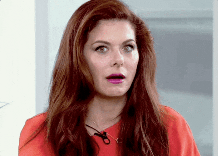 Sam Ponder Debra Messing Touches Mouth GIF