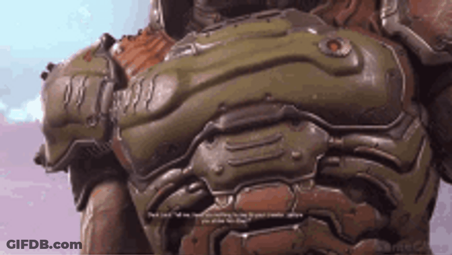 Samuel Hayden From Doom Eternal Looking Down GIF