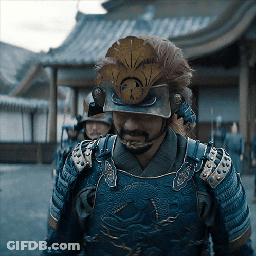 Samurai Armor Man In Front Of Temple GIF