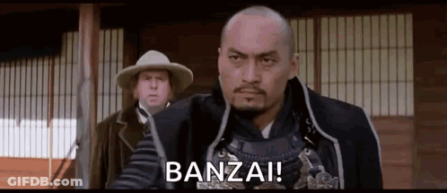 Samurai Armor Man Saying Banzai GIF