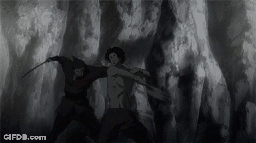 Samurai Champloo Black And White Fighting Scene GIF