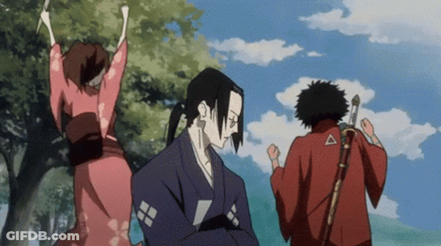 Samurai Champloo Jin And Mugen Celebrating GIF