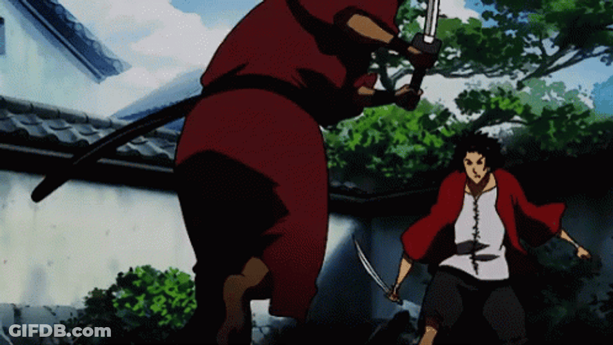 Samurai Champloo Mugen And Jin Sword Fighting GIF