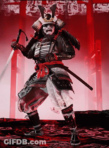 Samurai Holding Sword And Spear GIF