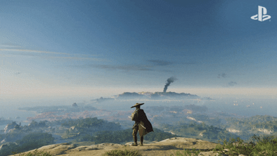 Samurai Man Cliff GIF