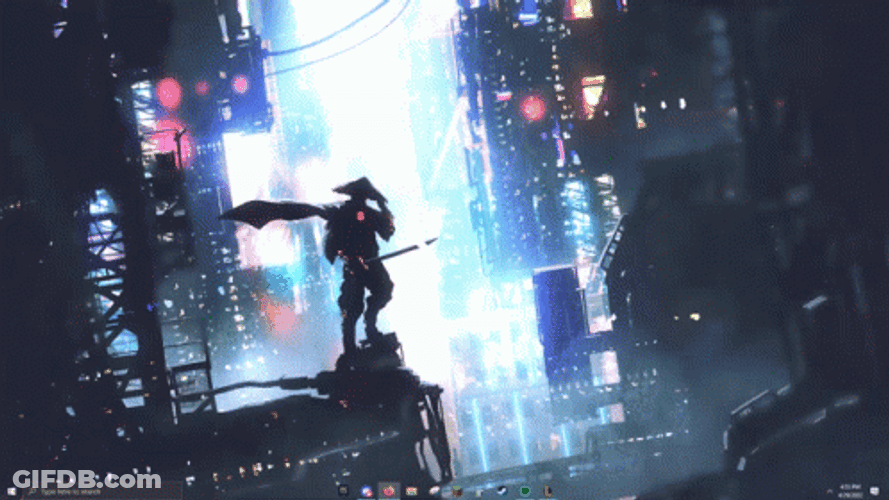 Samurai Man In City GIF
