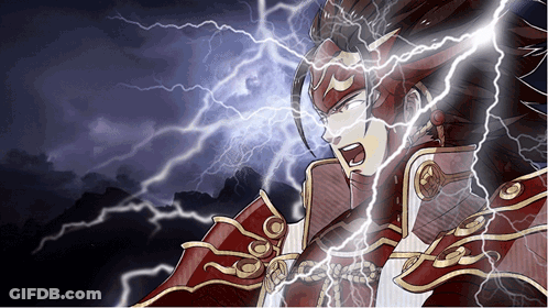 Samurai With Lightning From Head GIF