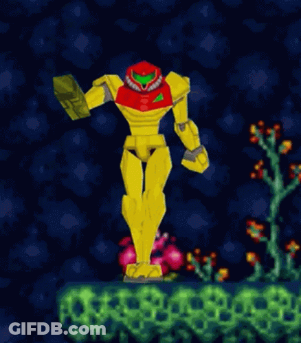 Samus Standing In Dark Cave GIF
