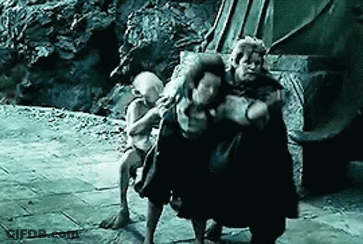 Samwise Gamgee With Frodo Baggins And Gollum GIF