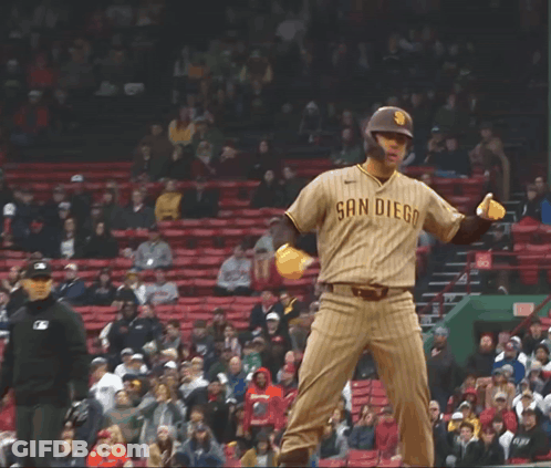 San Diego Baseball Player In Helmet And Yellow Gloves GIF
