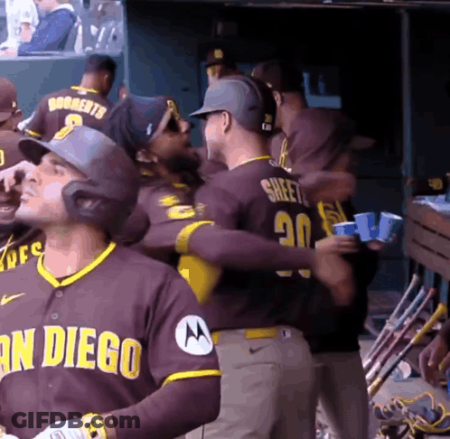 San Diego Baseball Players Hugging GIF