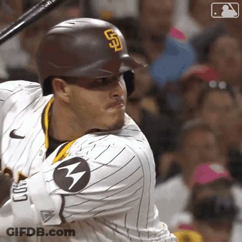 San Diego Padres Player Swinging At Pitch GIF
