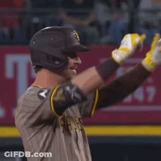 San Diego Padres Player With Helmet And Yellow Gloves GIF