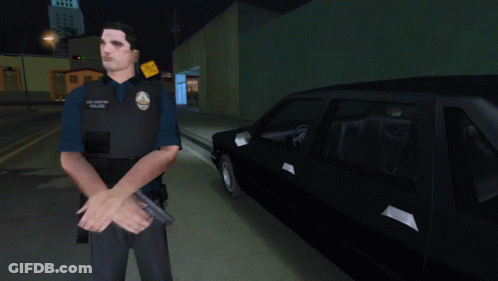 San Francisco Police Officer In Front Of Car GIF