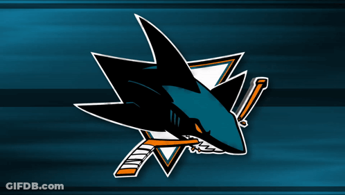 San Jose Sharks Logo Shark Holding Hockey Stick GIF