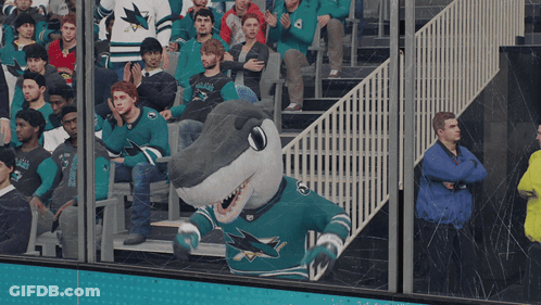 San Jose Sharks Mascot In Front Of Crowd GIF