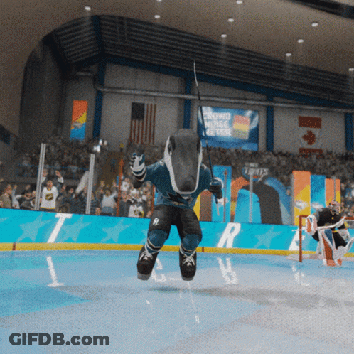 San Jose Sharks Mascot Jumping In Air GIF