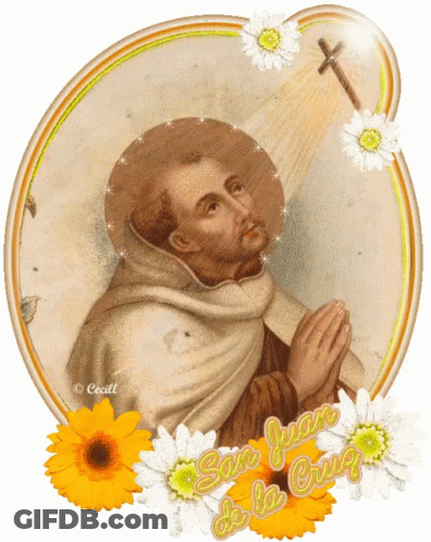 San Juan De La Cruz Surrounded By Flowers GIF