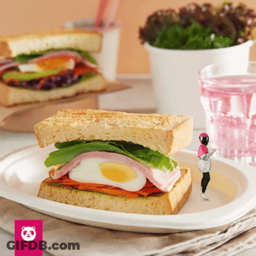 Sandwich On Plate With Pink Panda Logo GIF