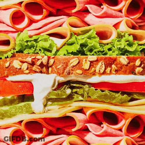 Sandwich Surrounded By Ham Slices GIF