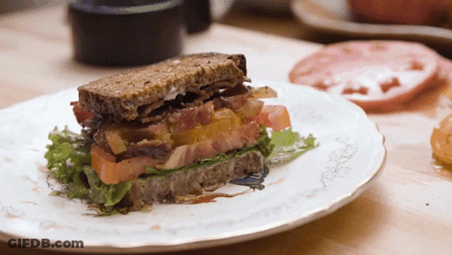 Sandwich With Lettuce Tomatoes And Bacon GIF