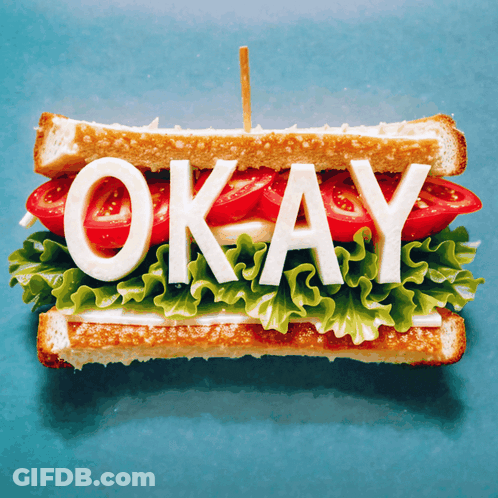 Sandwich With Lettuce Tomatoes And Cheese Saying Okay GIF