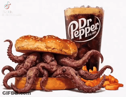 Sandwich With Octopus Tentacles And Dr Pepper GIF