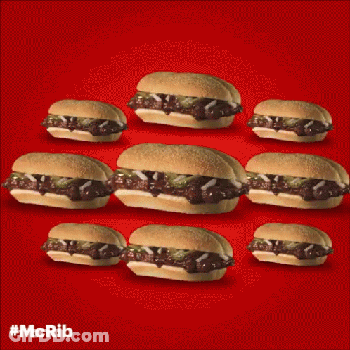 Sandwiches On Red Background #Mcrib GIF