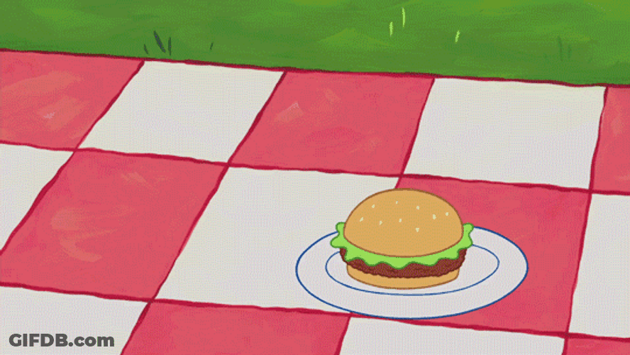 Sandy And SpongeBob Burger Fight GIF