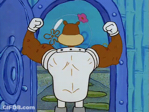 Sandy Cheeks From Spongebob Is Flexing His Muscles GIF