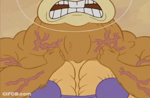 Sandy Cheeks From Spongebob Squarepants Is Flexing Her Muscles In A Cartoon GIF