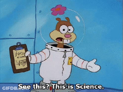 Sandy Cheeks From Spongebob Squarepants Is Holding A Clipboard With A Formula On It And Says See This This Is Science GIF