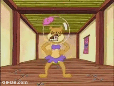 Sandy Cheeks With Hands On Hips And Flower In Hair GIF