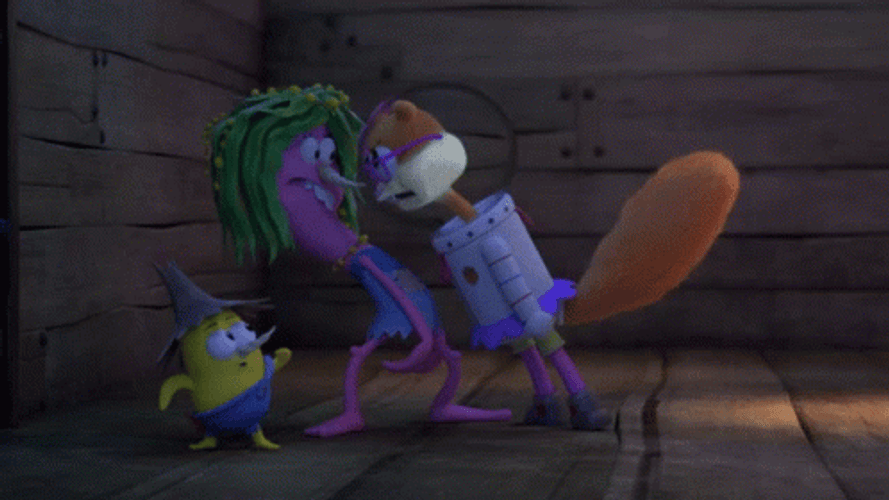 Sandy Pushed Out SpongeBob GIF