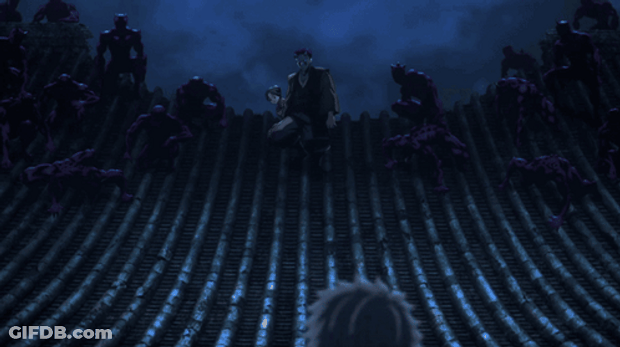 Sanemi Above The Roof At Night GIF