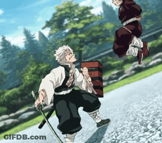Sanemi Tanjiro Headbutts GIF