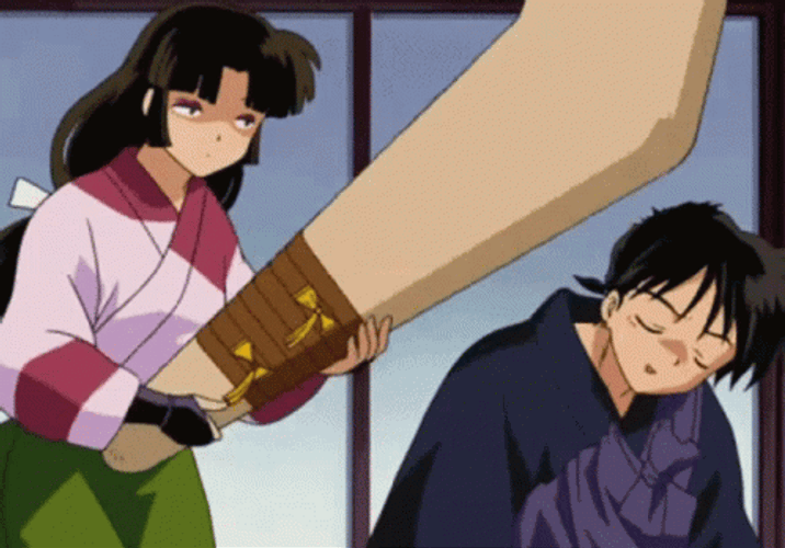 Sango Beating Inuyasha GIF
