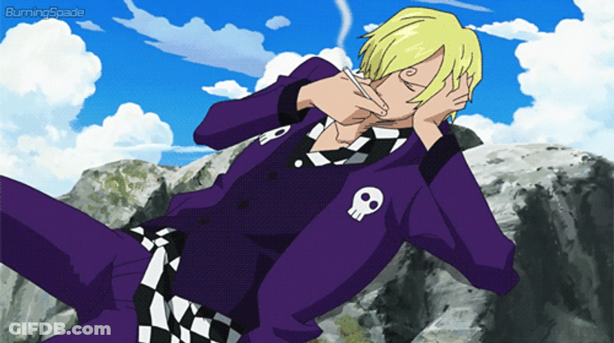 Sanji Relaxing While Smoking Cigarette GIF