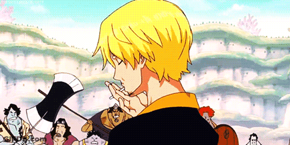 Sanji Smoking While Surrounded By Enemies GIF