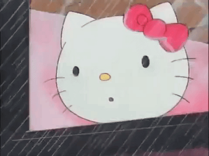 Sanrio Hello Kitty Watches Rain GIF