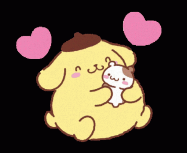 Sanrio Pompompurin Hugs Mouse GIF