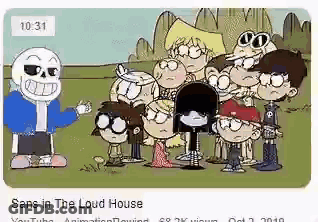 Sans From The Loud House Is Standing In Front Of A Group Of Children . GIF
