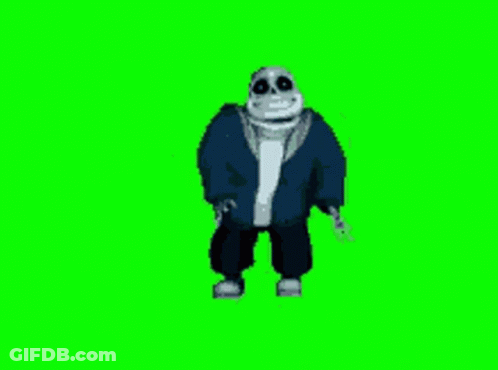 Sans From Undertale Is Walking On A Green Screen . GIF