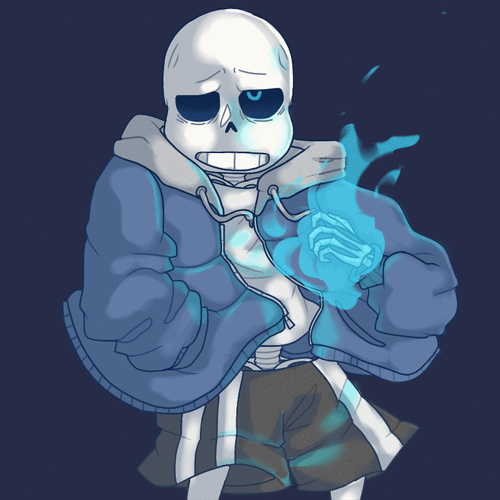 Sans Holding Blue Flame Graphic Art Animation GIF