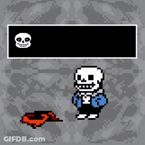 Sans Pixel Art With Skull Saying Well This Stinks GIF